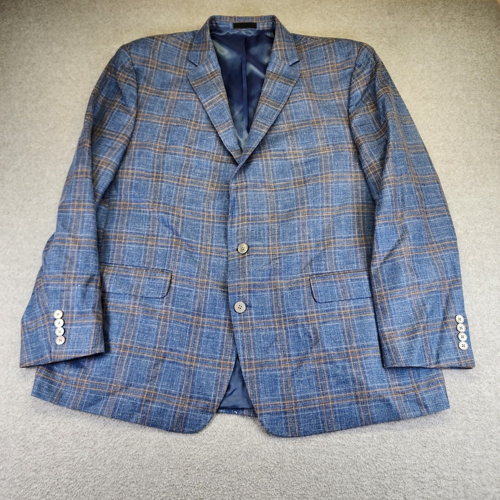 Lauren Ralph Lauren Mens 50L WOOL SILK LINEN Plaid Blazer Sport Coat Suit Jacket